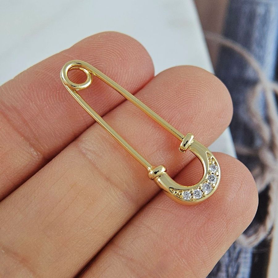 Булавка основа для броши 30 мм с фианитами, позолота 18К (9703-З) купить с доставкой по России | Интернет-магазин Viva Beads