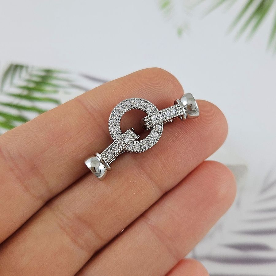 Замок с карабинами 28 мм с фианитами, родиевое покрытие (9978-Р) купить в Воронеже | Заказать в интернет-магазине Viva Beads
