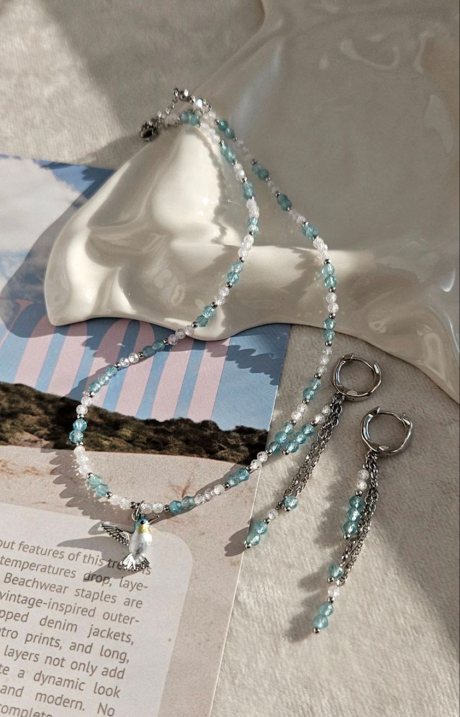 Лазурная мечта — набор для создания комплекта украшений из апатита и фианитов (НАБОР-76) купить с доставкой по России | Интернет-магазин Viva Beads