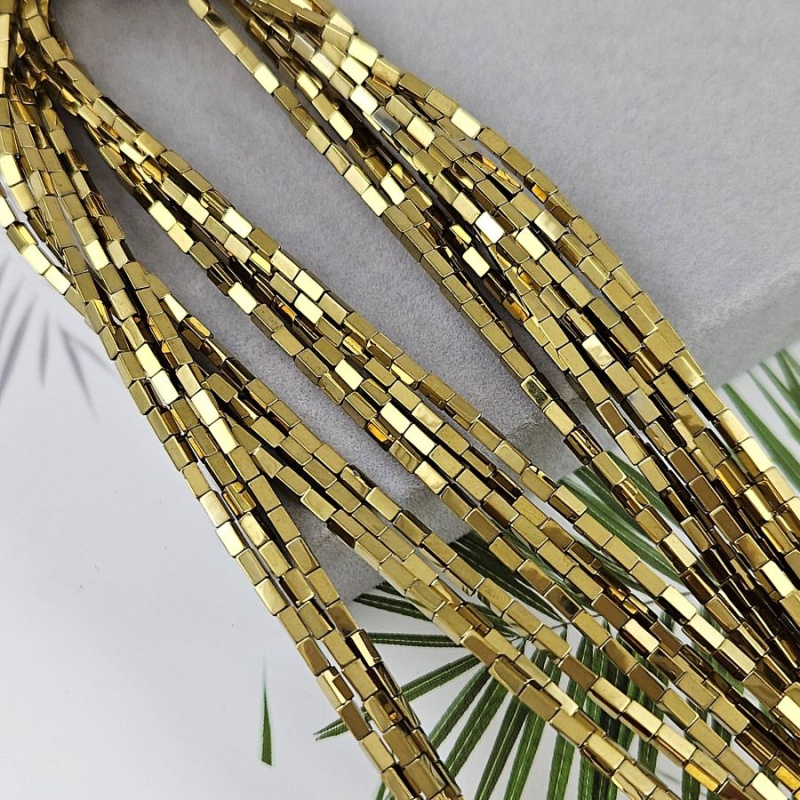 Нить 39 см Гематит /гематин / 2х4 мм прямоугольная бусина цвет античное золото (6996/4х2-З) купить в Воронеже | Заказать в интернет-магазине Viva Beads
