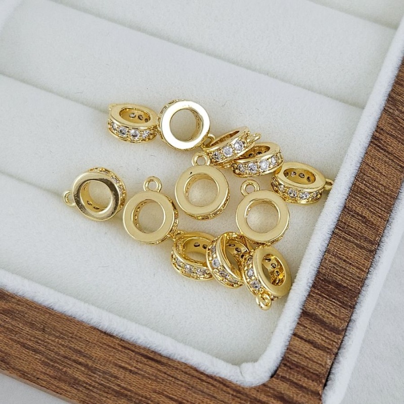 Бейл 9.4х7.1х2.7 мм вн. d 4 мм с фианитами позолота 14К (6885-З) купить с доставкой по России | Интернет-магазин Viva Beads