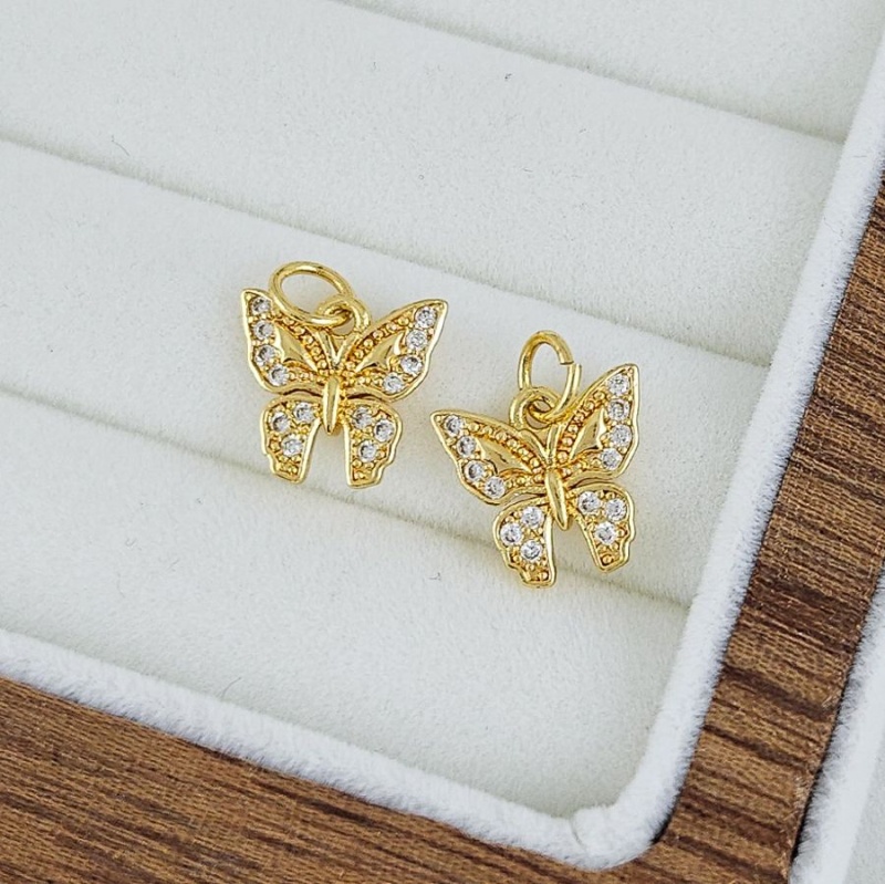 Подвеска Бабочка 10.5х11 мм с фианитами позолота 14К (7509-З) купить с доставкой по России | Интернет-магазин Viva Beads