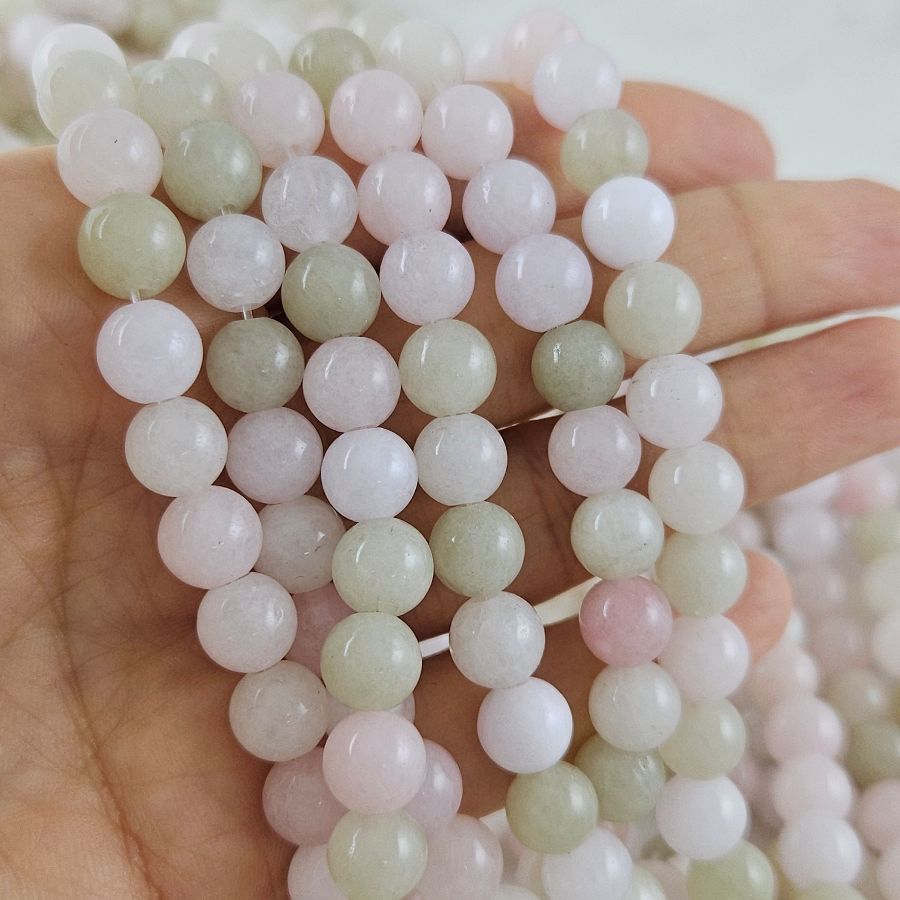 Нить 38 см Жадеит тонированный ок. 8.5 мм бусины гладкий шар, нежный микс (10121-8) для бижутерии купить с доставкой по России | Интернет‑магазин Viva Beads
