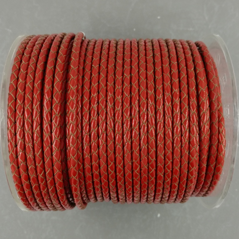 50 см Шнур кожаный плетеный КРАСНЫЙ 3 мм (2809)