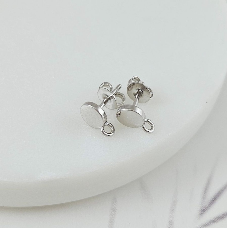 УЦЕНКА Пуссеты гвоздики круглые 6 мм родиевое покрытие(10090-Р-УЦ)