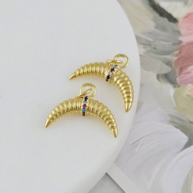 Подвеска Лунница 14.2х19.5 мм с фианитами, позолота 14К (10144-З) купить с доставкой по России | Интернет-магазин Viva Beads