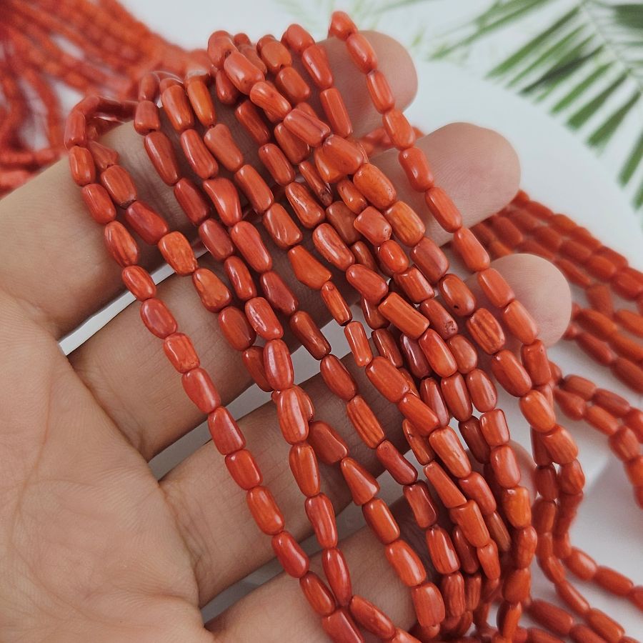 Нить 22 см Коралл бамбуковый тонированный ок. 2.6-3.5х4.4-5.7 мм, палочки мини, коралловый (9930) купить в Воронеже | Заказать в интернет-магазине Viva Beads
