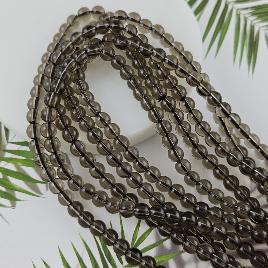 Нить 19 см Кварц дымчатый 6 мм гладкие круглые бусины (4480-6) купить в Воронеже | Заказать в интернет-магазине Viva Beads
