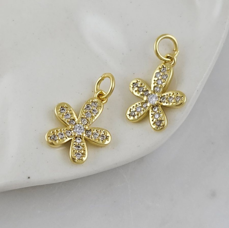 Подвеска Цветок 14.5х11.7 мм с фианитами, позолота 18К (10134-З) купить с доставкой по России | Интернет-магазин Viva Beads