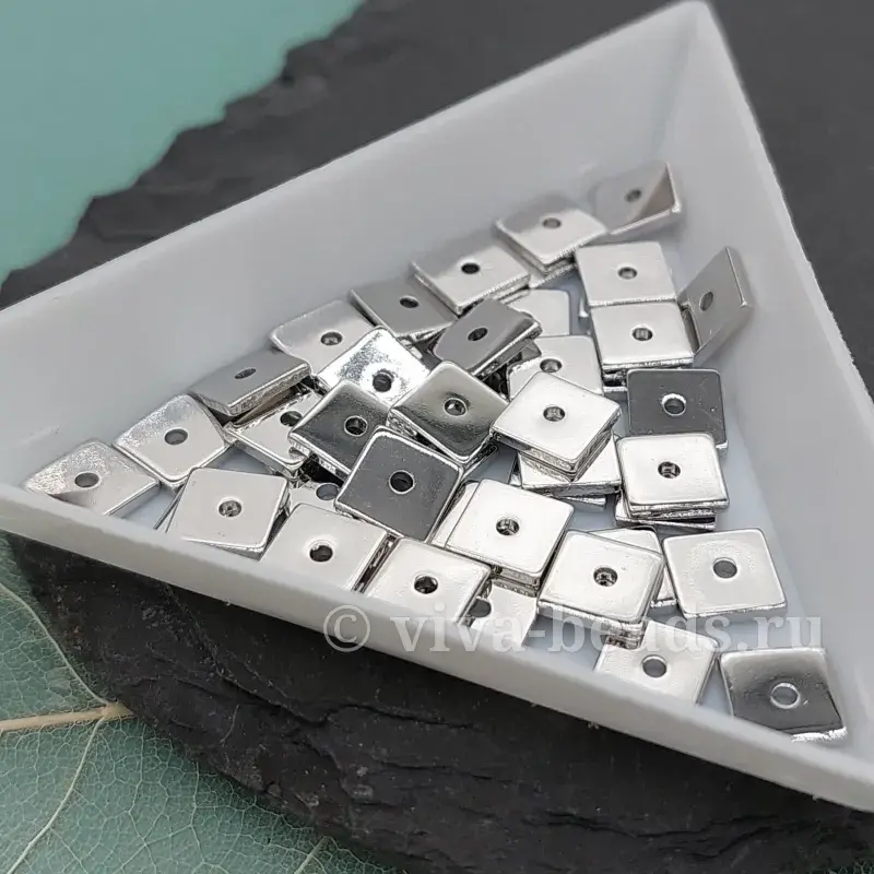 УЦЕНКА 1 шт. Бусина /разделитель/ квадрат 6х6х1 мм родиевое покр. (6930-6-Р-УЦ) купить в Воронеже | Заказать в интернет-магазине Viva Beads
