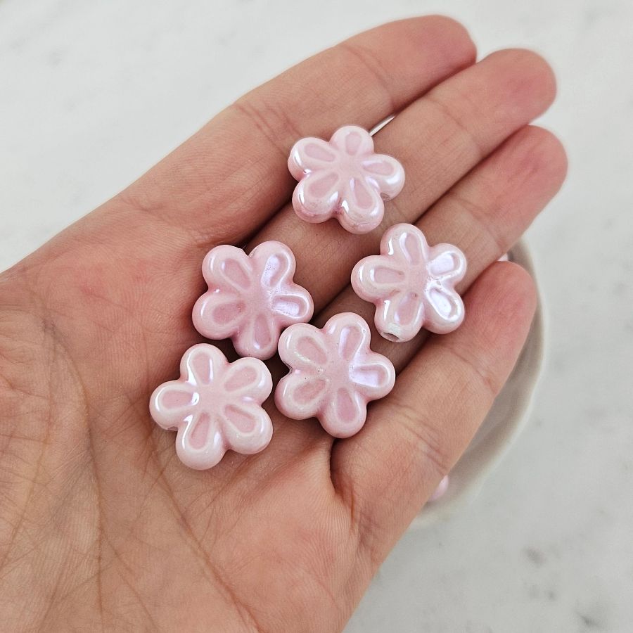 1 шт. Бусина Цветок 18 мм розовый, керамика (6478-18-РОЗ) купить с доставкой по России | Интернет-магазин Viva Beads