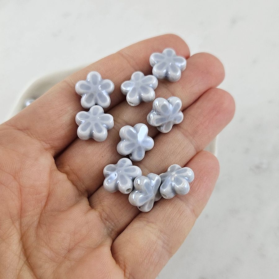 1 шт. Бусина Цветок 11х12 мм серый, керамика (6478-11-СЕР) купить с доставкой по России | Интернет-магазин Viva Beads