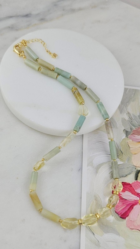 Лимонный бриз: набор материалов для создания чокера из амазонита и лимонного кварца (НАБОР-71) купить с доставкой по России | Интернет-магазин Viva Beads