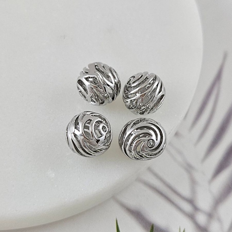 1 шт. Бусина ажурная 9.4х9.7 мм, родиевое покрытие (10045-Р) купить с доставкой по России | Интернет-магазин Viva Beads