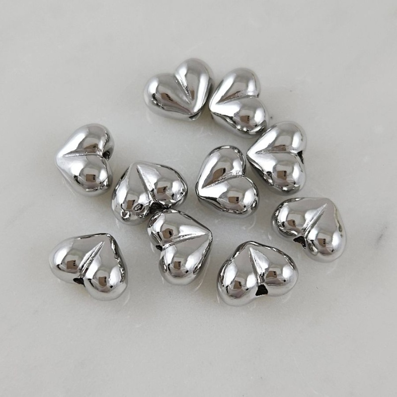 1 шт. Бусина разделитель Сердце 7.5х10х5.3 мм, родиевое покрытие (10108-Р) купить с доставкой по России | Интернет-магазин Viva Beads