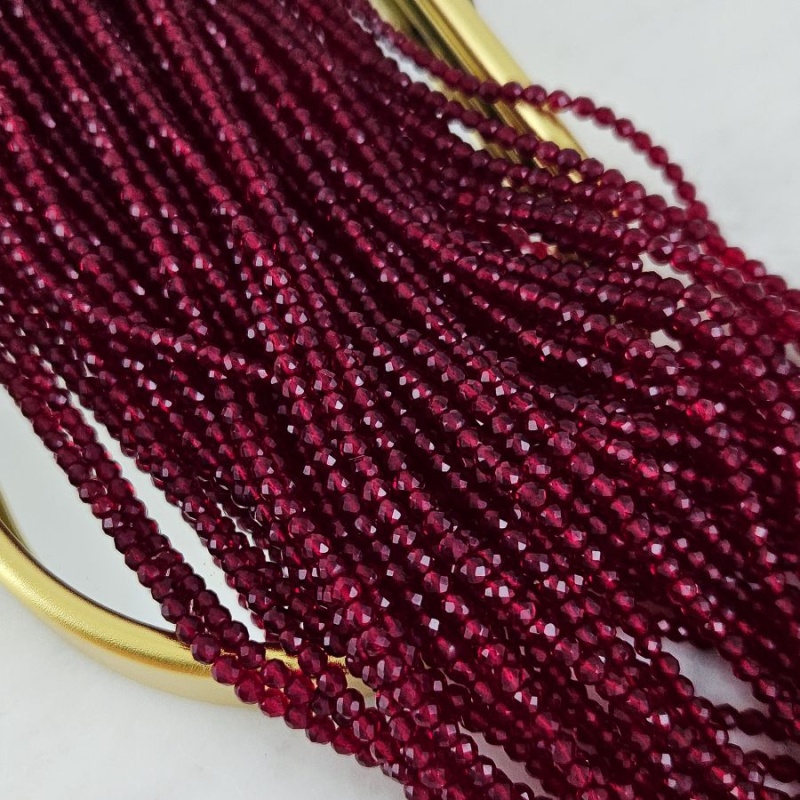 Нить 36 см Бусины стеклянные ок. 3 мм, граненый шар, темно-красный (8466-3-ТКРАС) купить с доставкой по России | Интернет-магазин Viva Beads