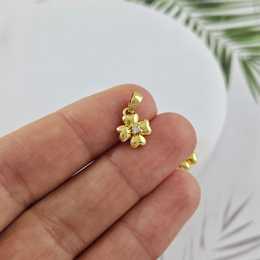 Подвеска Цветок 10.4х9 мм с фианитом, позолота 14К (10039-З) купить с доставкой по России | Интернет-магазин Viva Beads