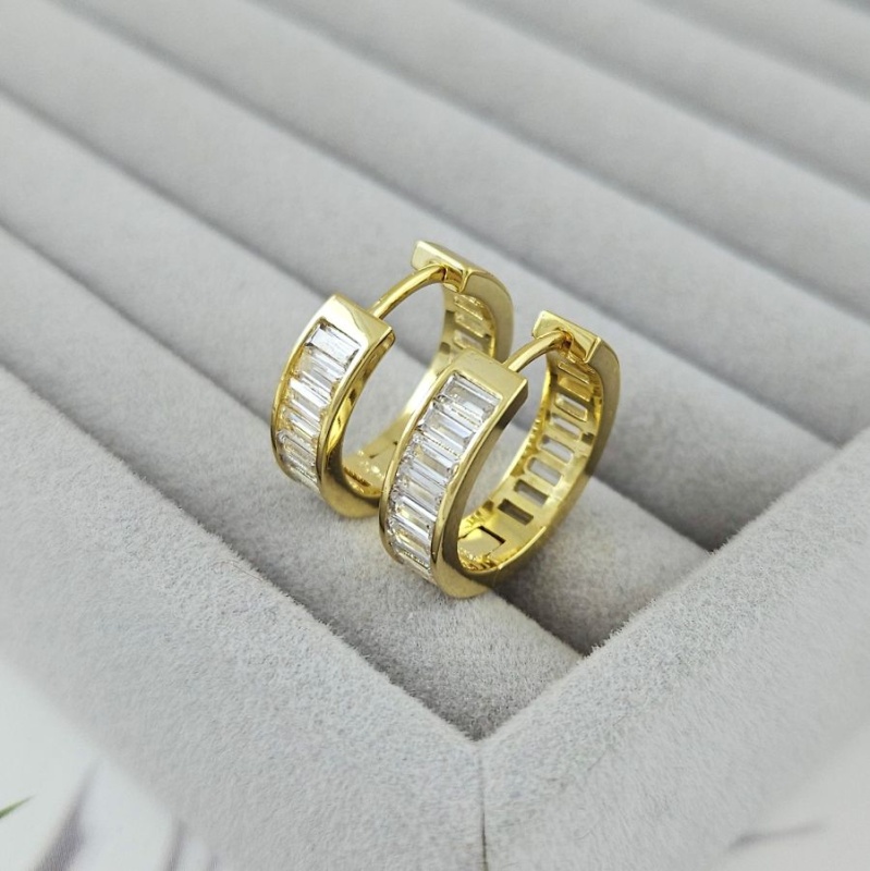 Швензы конго, бублики с фианитами 20х5 мм, позолота 14К (10086-З) купить с доставкой по России | Интернет-магазин Viva Beads