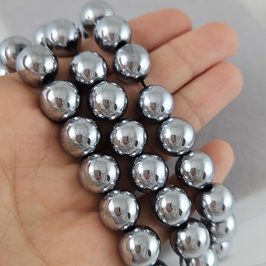 Нить 20 см Гематит /гематин/ гладкая бусина 12 мм цвет платина (6000-12) для бижутерии купить с доставкой по России | Интернет‑магазин Viva Beads
