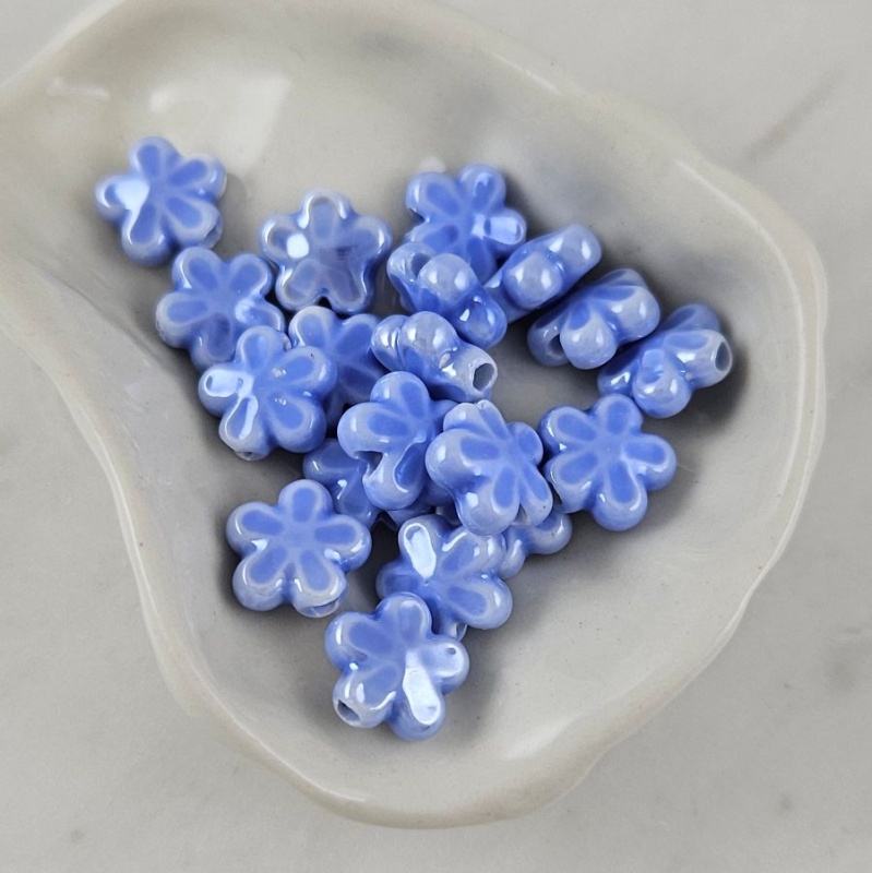 УЦЕНКА 1 шт. Бусина Цветок 11х12 мм голубой, керамика (6478-11-ГОЛ-УЦ)