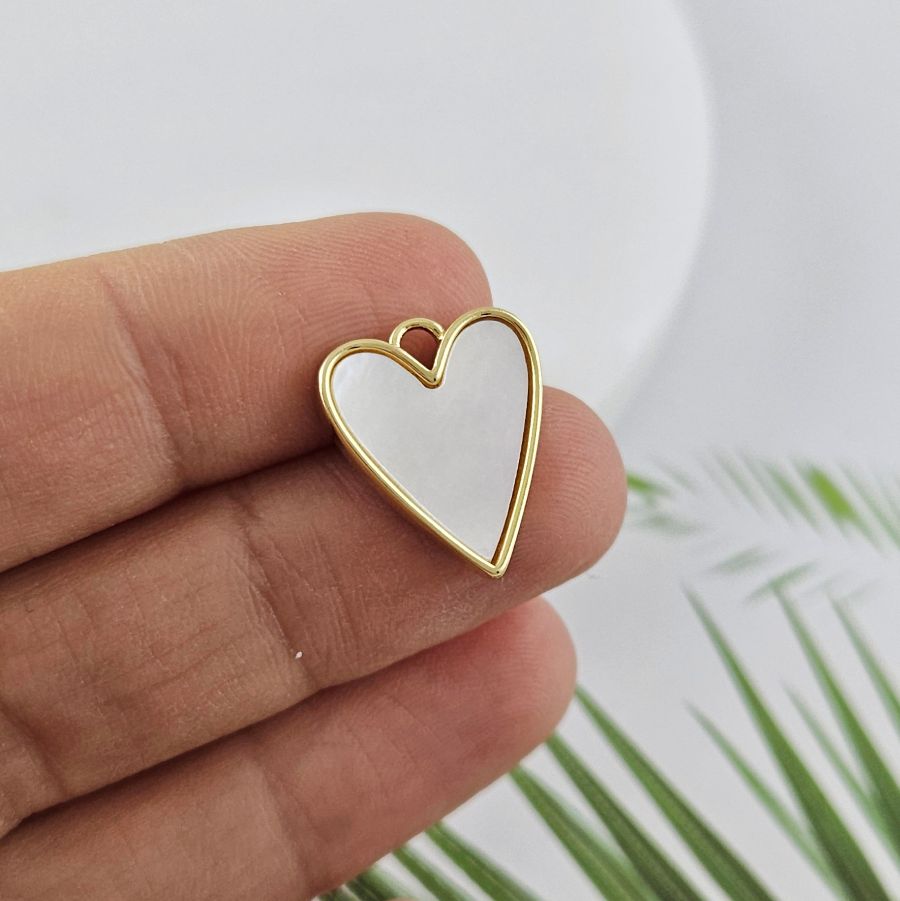 Подвеска Сердце 16.5х14.2 мм с перламутром, позолота 14К (10024-З)