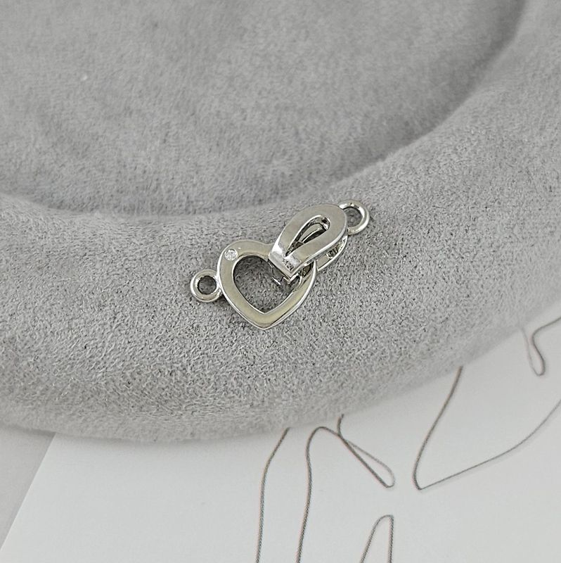 УЦЕНКА Замок Сердце мини 18 мм с фианитом, родиевое покрытие (9432-Р-УЦ)