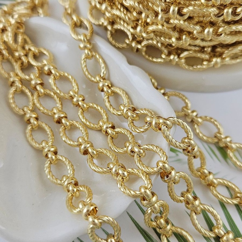 10 см Цепь овальная толщиной ок. 8 мм, позолота 14К (5572-З) купить в Воронеже  | Заказать в интернет-магазине Viva Beads
