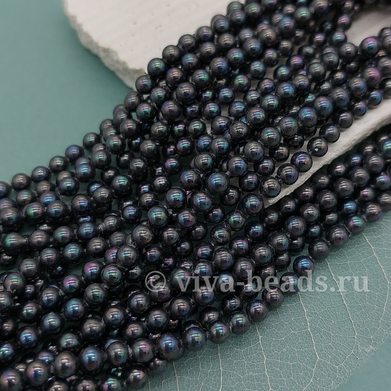Нить 20 см Жемчуг Майорка 4 мм темный (6332-4) купить в Воронеже | Заказать в интернет-магазине Viva Beads
