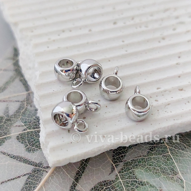 УЦЕНКА Бейл для подвесок с петелькой 8x5x4 мм внутр. d 3.5 мм родиевое покрытие (6826-Р-УЦ)