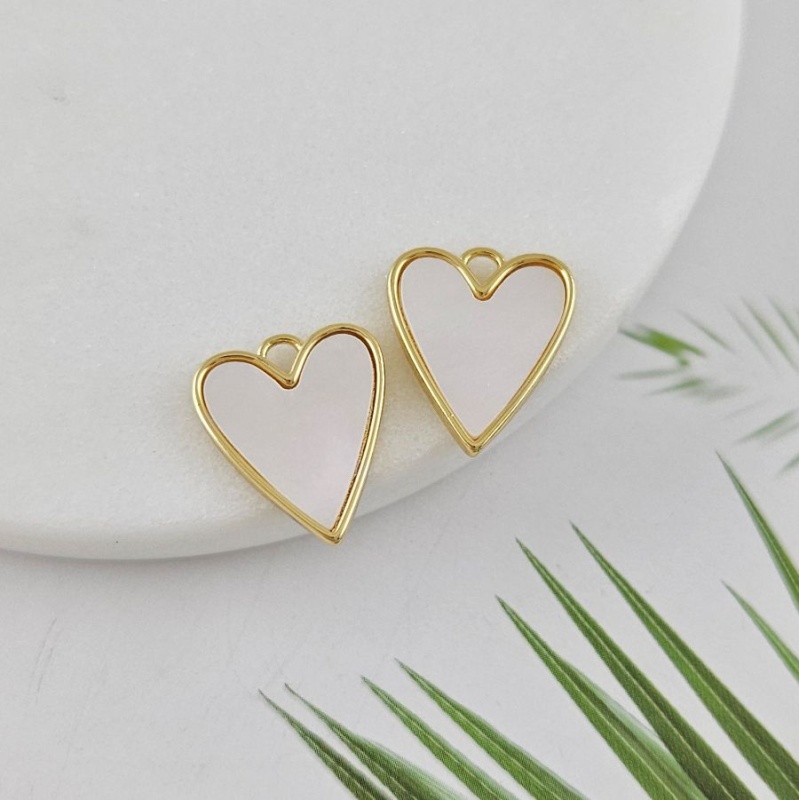 Подвеска Сердце 16.5х14.2 мм с перламутром, позолота 14К (10024-З)