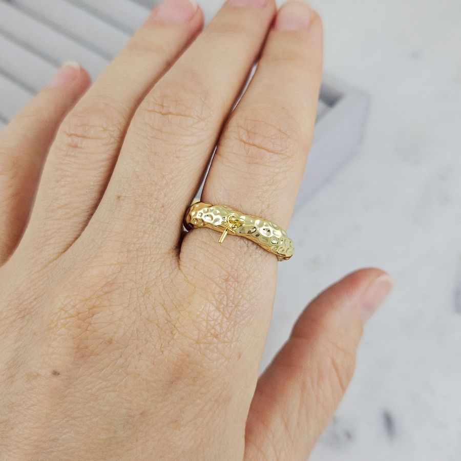 Основа для кольца с петелькой для подвеса свободный размер позолота 14К (10201-З) купить с доставкой по России | Интернет-магазин Viva Beads