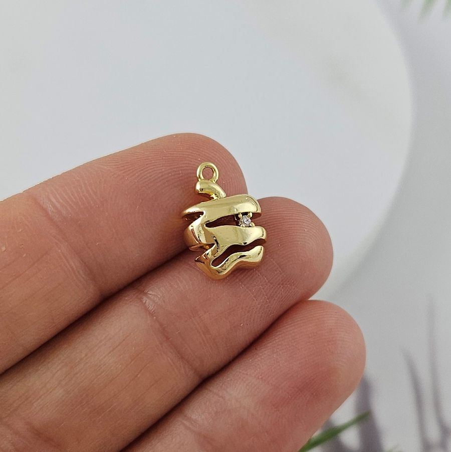 Подвеска Яблоко 13.3x9.9х4.7 мм с фианитом, позолота 14К (9954-З) Подвеска Яблоко 13.3x9.9х4.7 мм с фианитом, позолота 14К (9954-З)