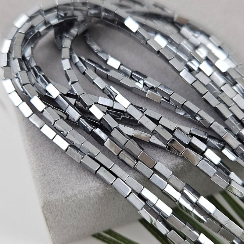 Нить 39 см Гематит /гематин / 2х4 мм прямоугольная бусина цвет платина (6996/4х2-П) купить в Воронеже | Заказать в интернет-магазине Viva Beads
