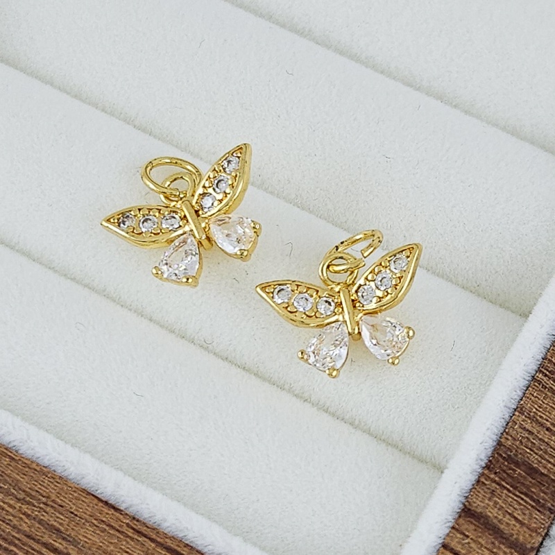 Подвеска Бабочка 9.6х13 мм с фианитами позолота 14К (10230-З) купить с доставкой по России | Интернет-магазин Viva Beads