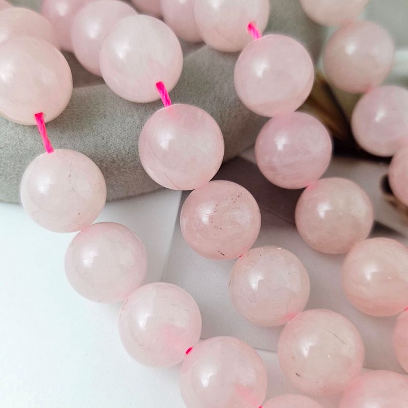 УЦЕНКА 1 шт. Розовый кварц 14 мм бусина гладкий шар (767-14-УЦ) - фурнитура для бижутерии