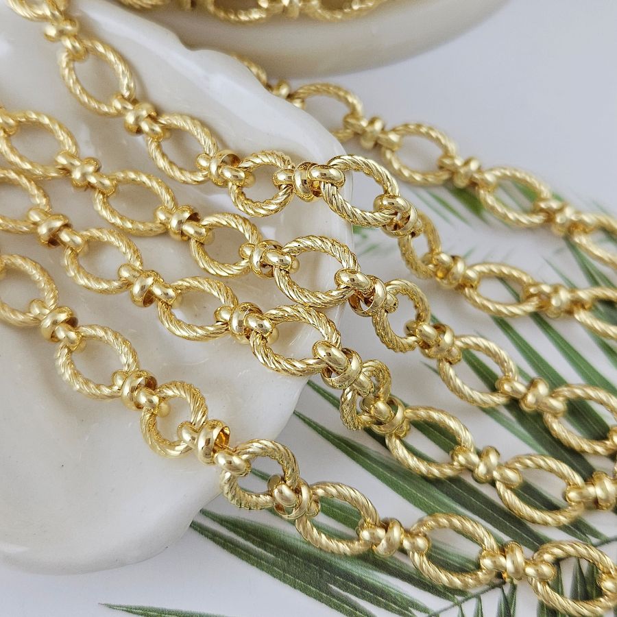 10 см Цепь овальная толщиной ок. 8 мм, позолота 14К (5572-З) купить в Воронеже  | Заказать в интернет-магазине Viva Beads
