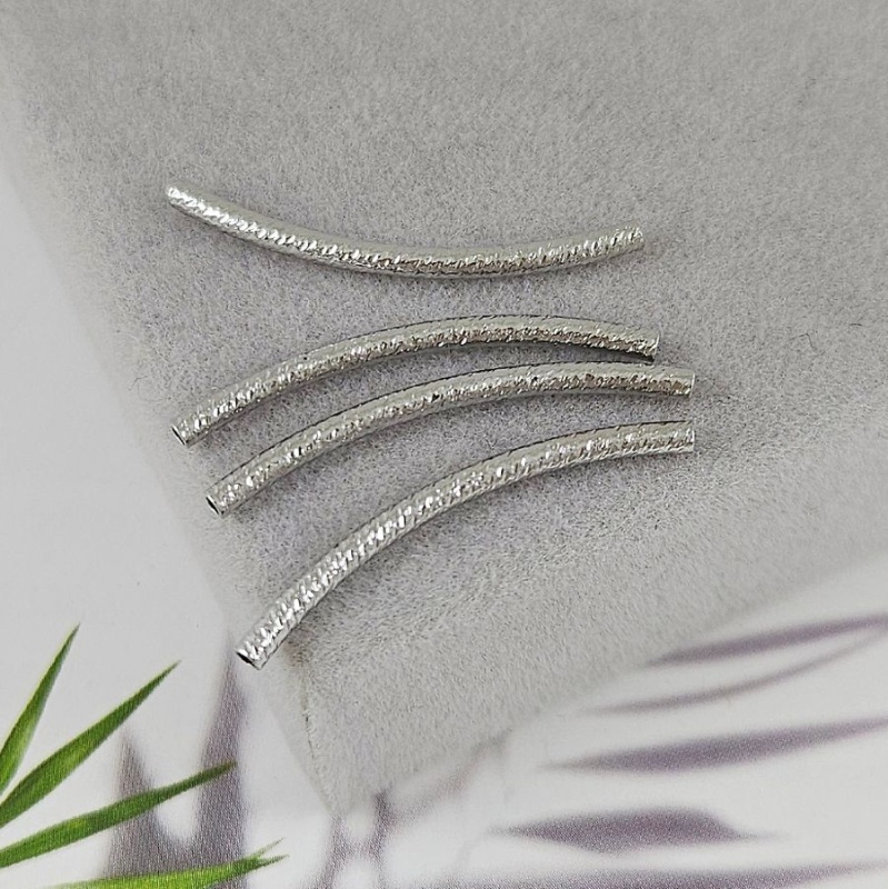 Бусина трубочка 30x1.9 мм, текстурированная, родиевое покрытие (9972-30-Р) купить в Воронеже | Заказать в интернет-магазине Viva Beads
