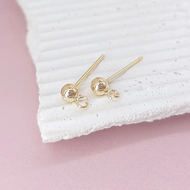 УЦЕНКА Пуссеты гвоздики Шарик 4 мм позолота 14К , пара (7840-З-УЦ) - фурнитура для бижутерии