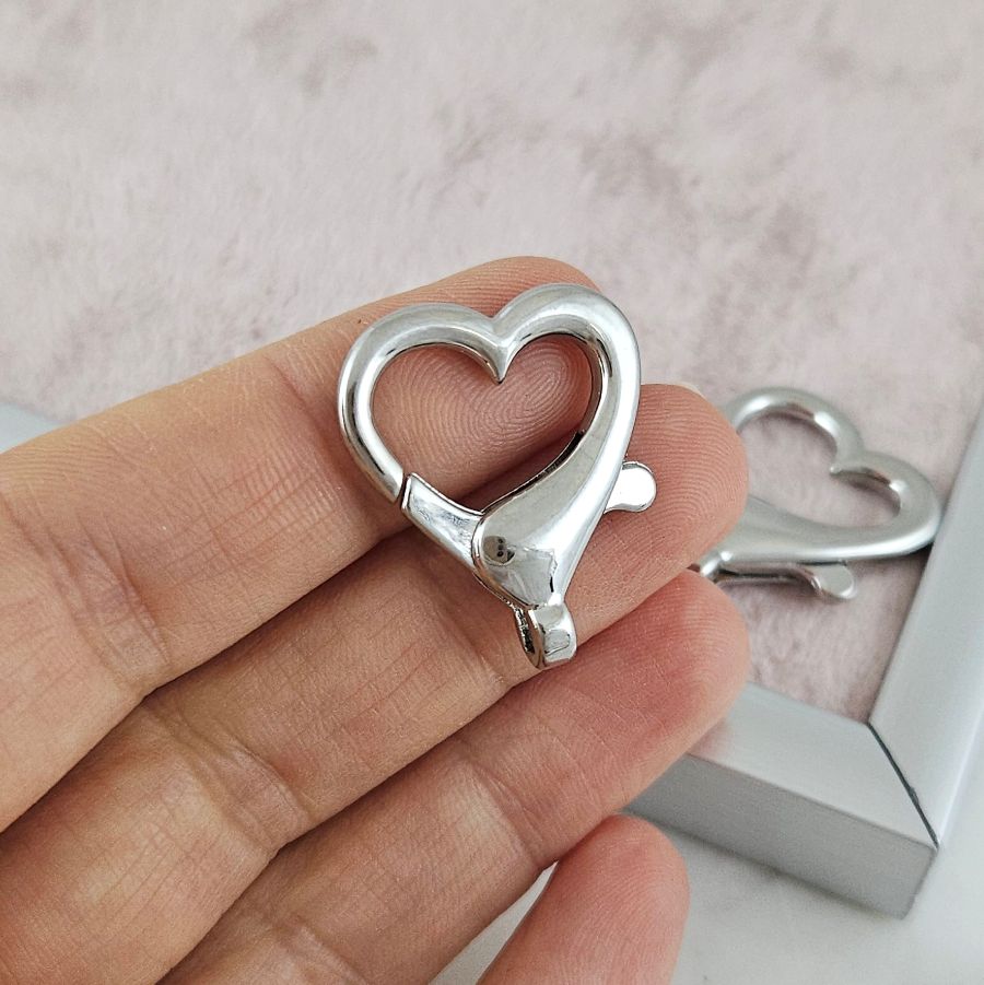 Замок карабин Сердце 25.6х21.5 мм родиевое покрытие (9160-Р) замок для украшений купить с доставкой по России | Интернет-магазин Viva Beads