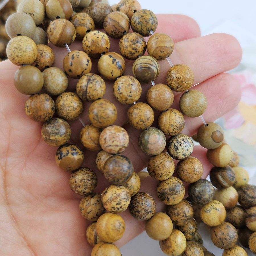 Нить 37 см Яшма пейзажная ок. 8.5 мм бусина гладкий шар (9449-8) для бижутерии купить с доставкой по России | Интернет‑магазин Viva Beads
