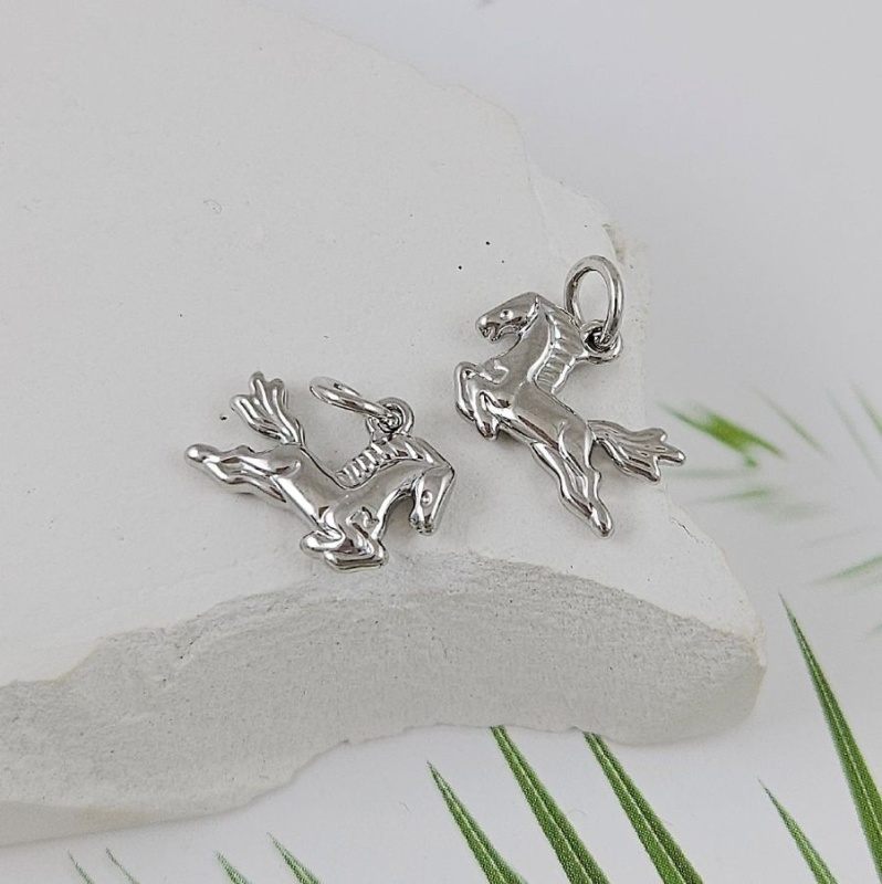 Подвеска Лошадь 9.2x13 мм, родиевое покрытие (9987-Р)