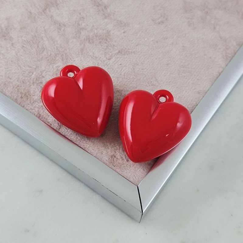 Подвеска Сердце 35.5x32х15.8 мм ярко-красный, акрил (10094) купить с доставкой по России | Интернет-магазин Viva Beads