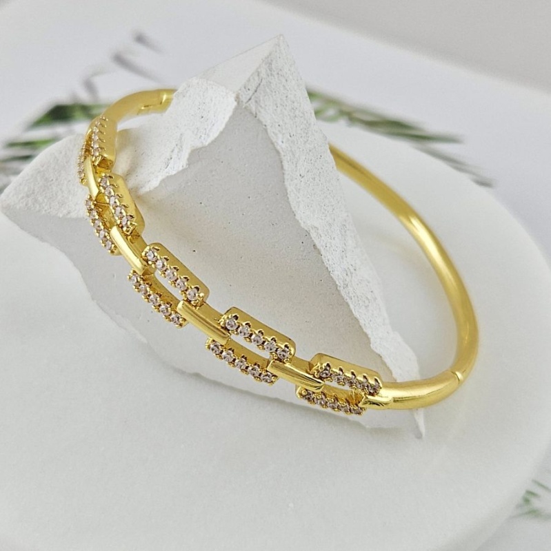 Браслет жесткий 66х56х6.3 мм, позолота 14К (10033-З) купить с доставкой по России | Интернет-магазин Viva Beads