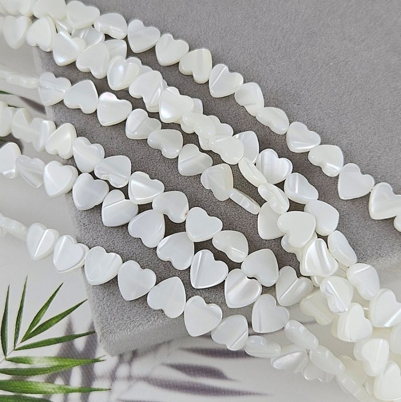 5 шт. Перламутр натуральный белый бусина сердце ок. 8 мм (6763) для бижутерии купить с доставкой по России | Интернет‑магазин Viva Beads
