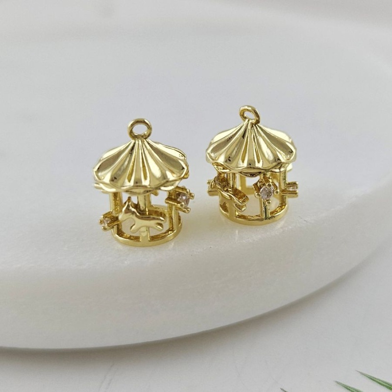 Подвеска Карусель 12.6x10 мм с фианитами, позолота 14К (10011-З)