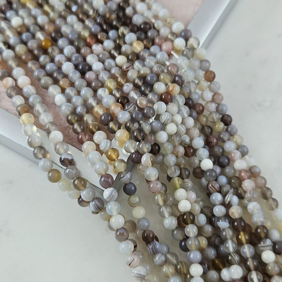 Нить 19 см Агат Ботсвана ок. 4.5  мм гладкие круглые бусины (5982-4) для бижутерии купить с доставкой по России | Интернет‑магазин Viva Beads
