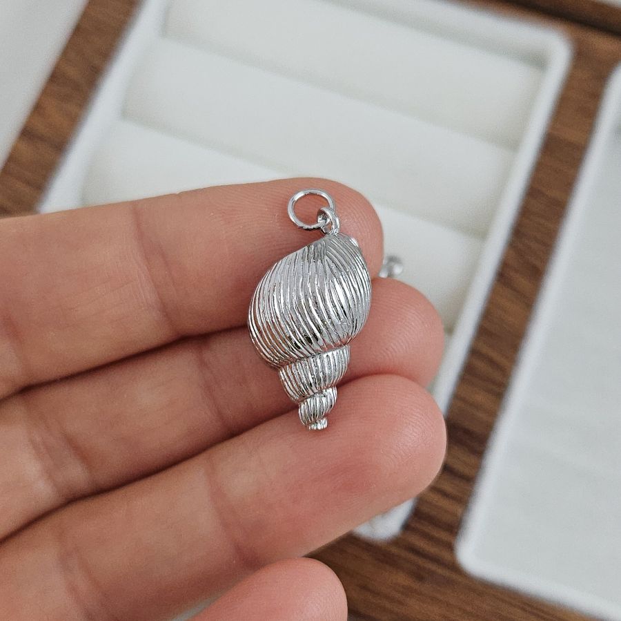Подвеска кулон Ракушка 22.8x12.4 мм, родиевое покрытие (10284-Р) купить с доставкой по России | Интернет-магазин Viva Beads
