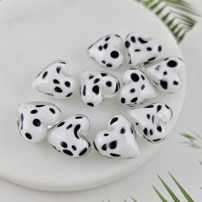 Бусина лэмпворк Сердце ок. 15 мм, белый (10030-БЕЛ) купить с доставкой по России | Интернет-магазин Viva Beads