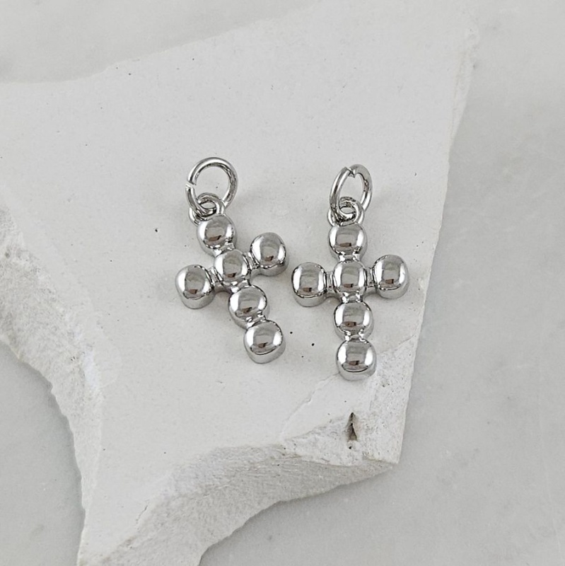 Подвеска Крест 16х10 мм, родиевое покрытие (10131-Р) купить с доставкой по России | Интернет-магазин Viva Beads