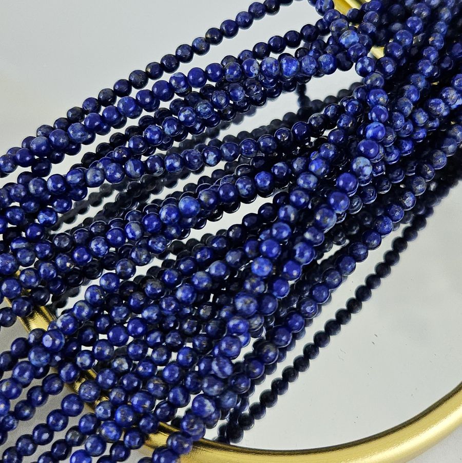 Нить 38 см Лазурит натуральный ок. 3 мм, бусины гладкий шар (2524-3) для бижутерии купить с доставкой по России | Интернет‑магазин Viva Beads
